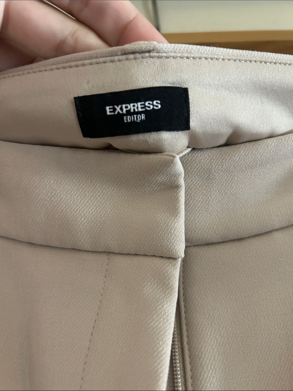 Women's Express Skinny Leg Tailored Pants in Light Taupe - Picture 2 of 3